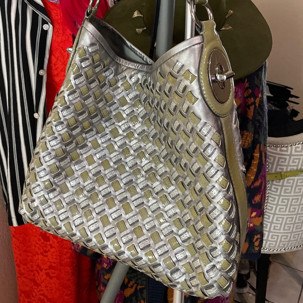 Coach patent leather hobo bag
